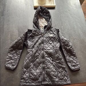 The North Face Gray Quilted Puffer Jacket with Hood
